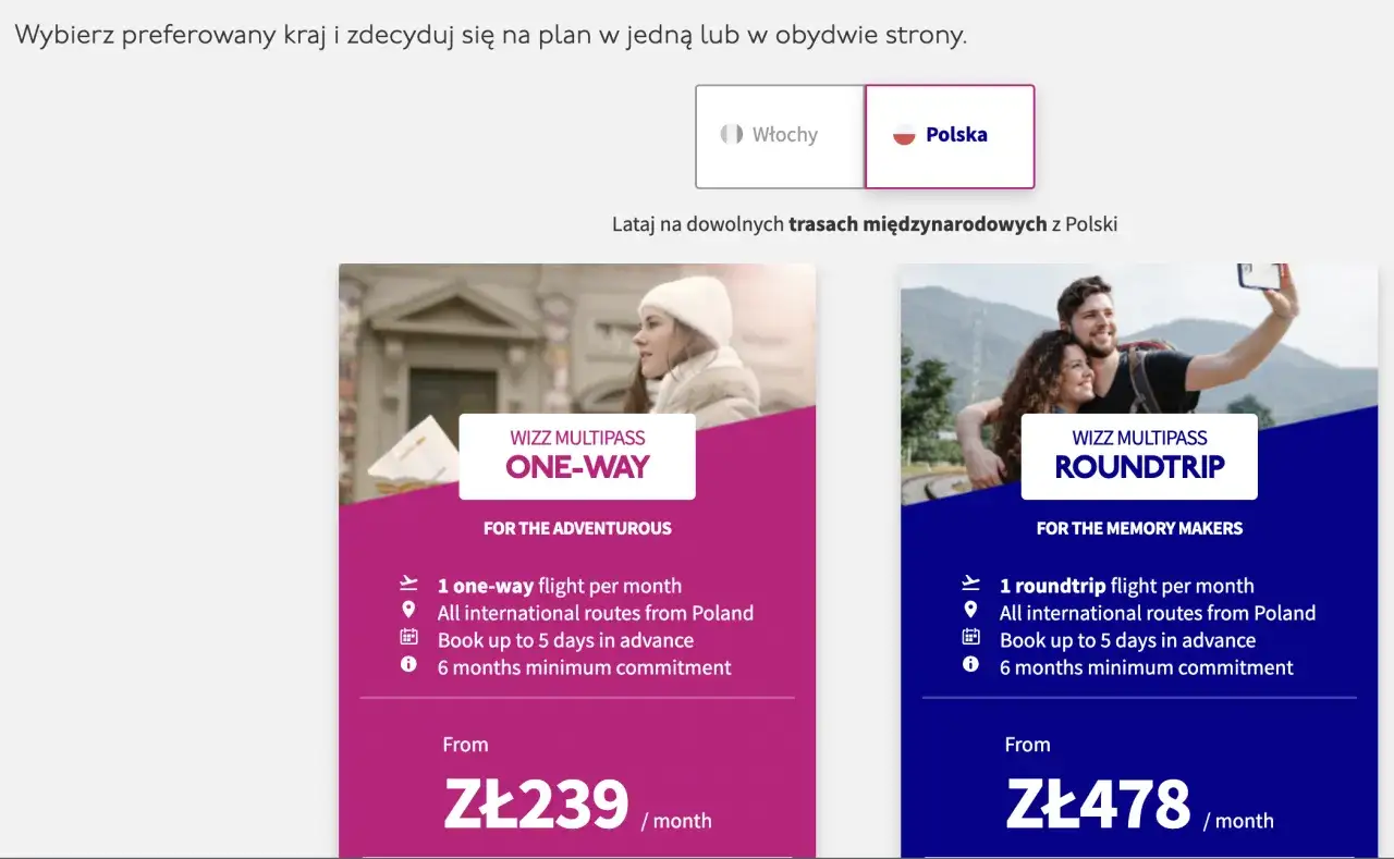 Wizz Multipass One-Way i Roundtrip z Polski. Wizz all you can fly na trasach międzynarodowych.