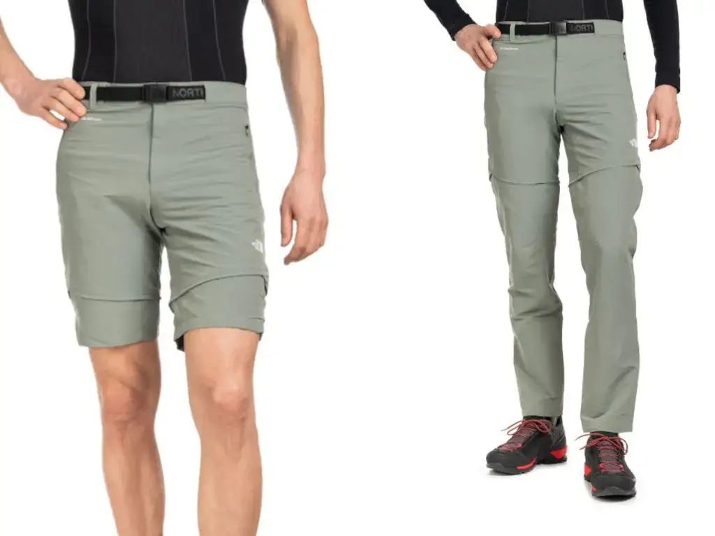 por&oacute;wnanie spodni trekkingowych długich, kr&oacute;tkich i z odpinanymi nogawkami leżących obok siebie