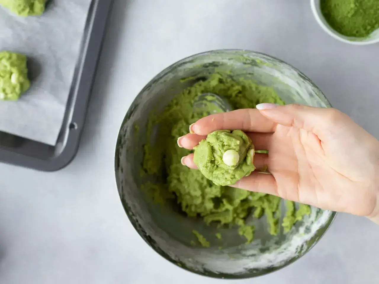 Składniki na zielone ciastka matcha