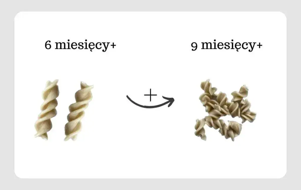r&oacute;żne kształty makaronu dla niemowląt