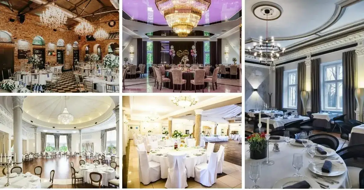 różnorodność sal weselnych śląsk kolaż