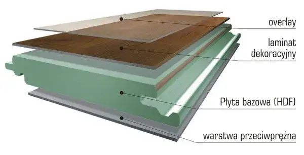 przekr&oacute;j panelu podłogowego budowa warstwy