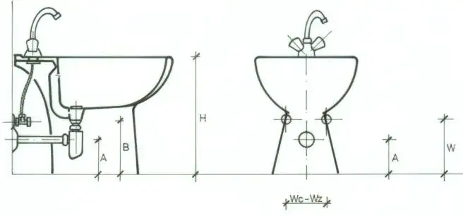 montaż bidetu stojącego schemat