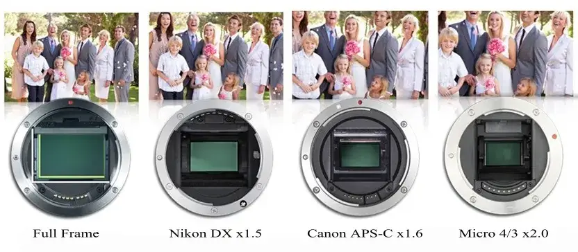 różne rozmiary matryc aparatów fotograficznych