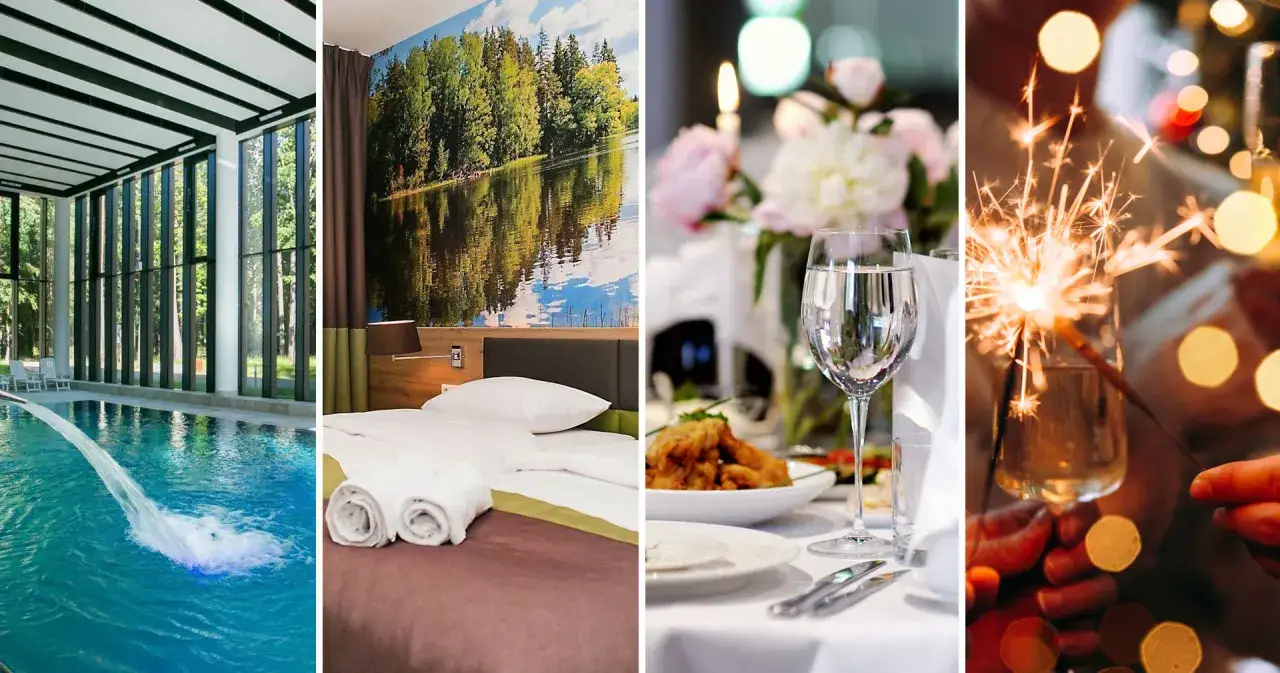 Relaks w basenie, komfortowy pokój z widokiem na jezioro, elegancka kolacja i sylwestrowe fajerwerki – idealny hotel na Sylwestra.