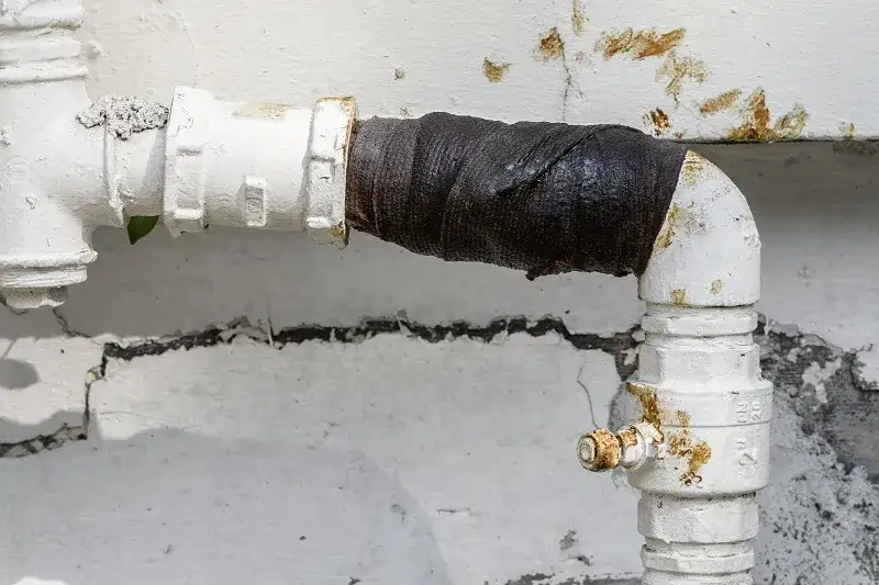 Uszkodzony kran mróz pęknięta rura