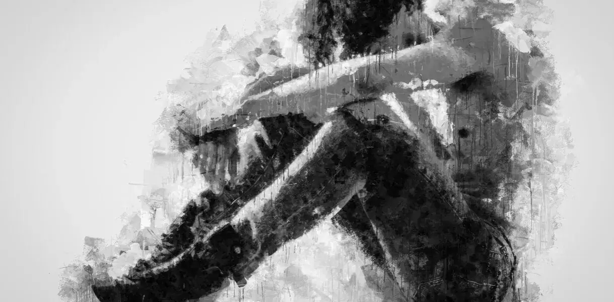 osoba z objawami psychotycznymi, ilustracja urojeń, omamów