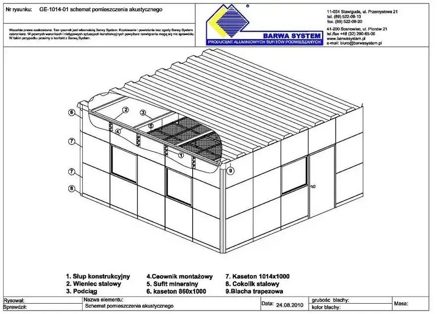 sufit podwieszany akustyczny schemat