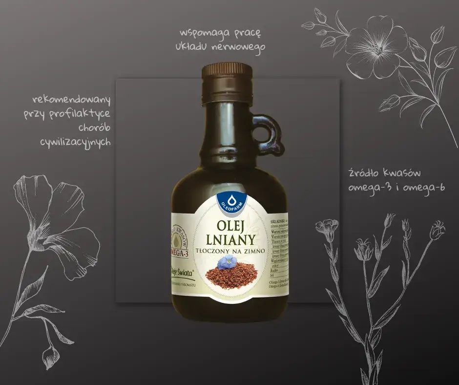 olej lniany tłoczony na zimno nierafinowany etykieta