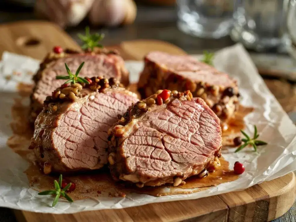 kucharz przygotowujący polędwiczkę wieprzową