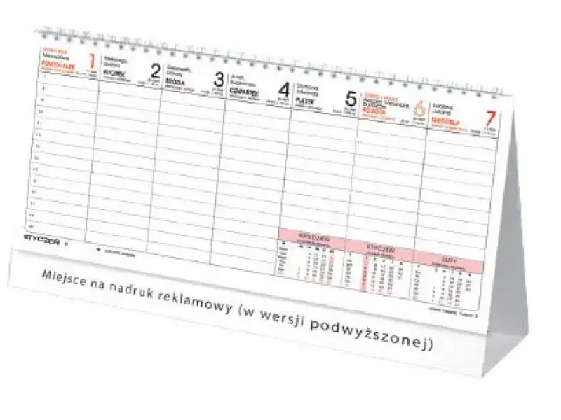 kalendarz z zaznaczonymi przerwami w terminach administracyjnych