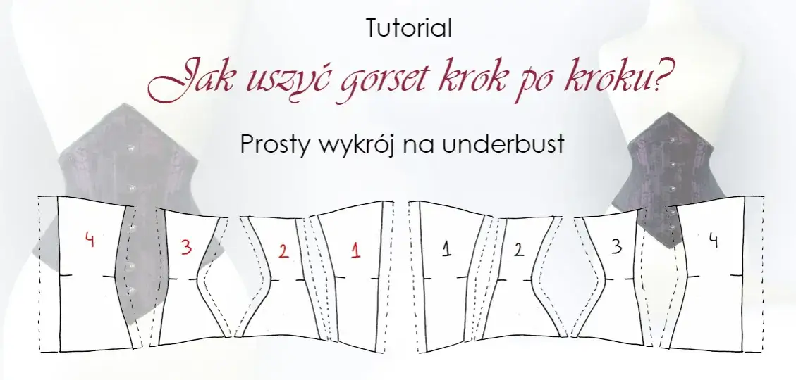 materiały do szycia gorsetu ślubnego na stole krawieckim