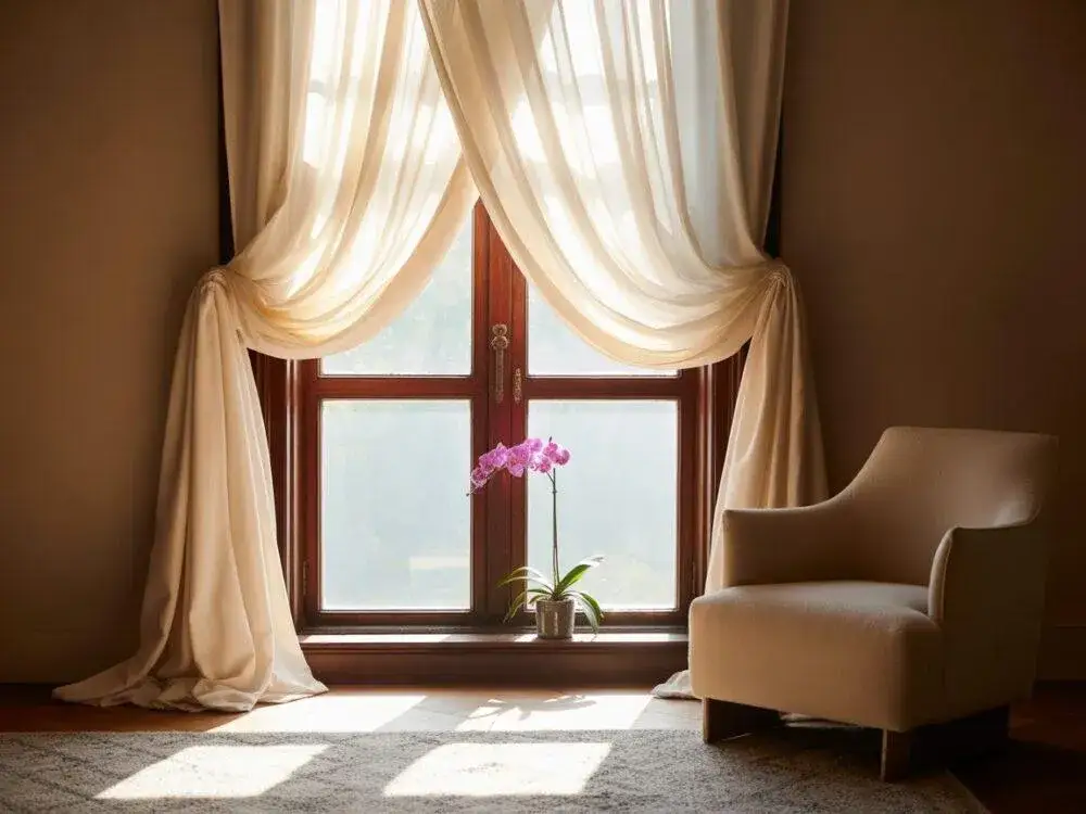 r&oacute;żne sposoby upinania firan w salonie inspiracje