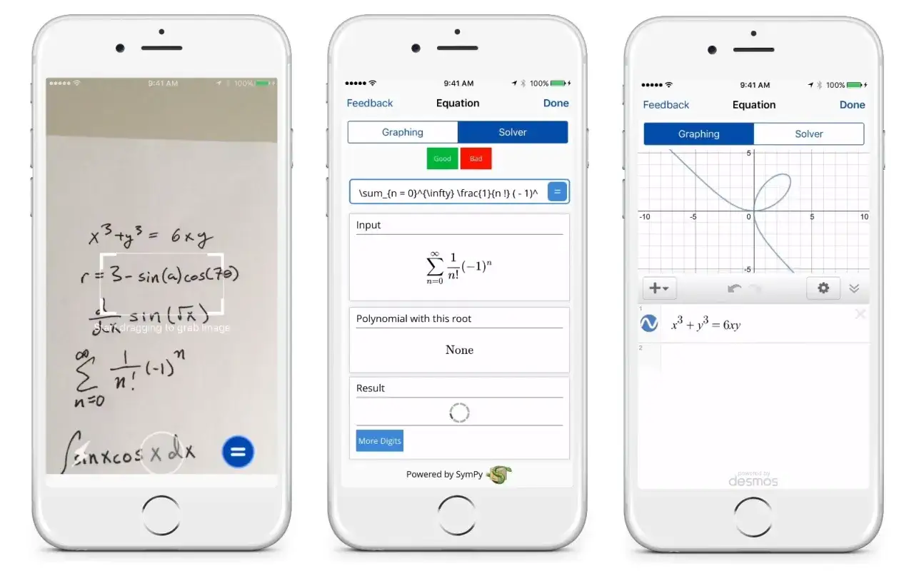 Ekran smartfona z aplikacją do rozwiązywania zadań matematycznych