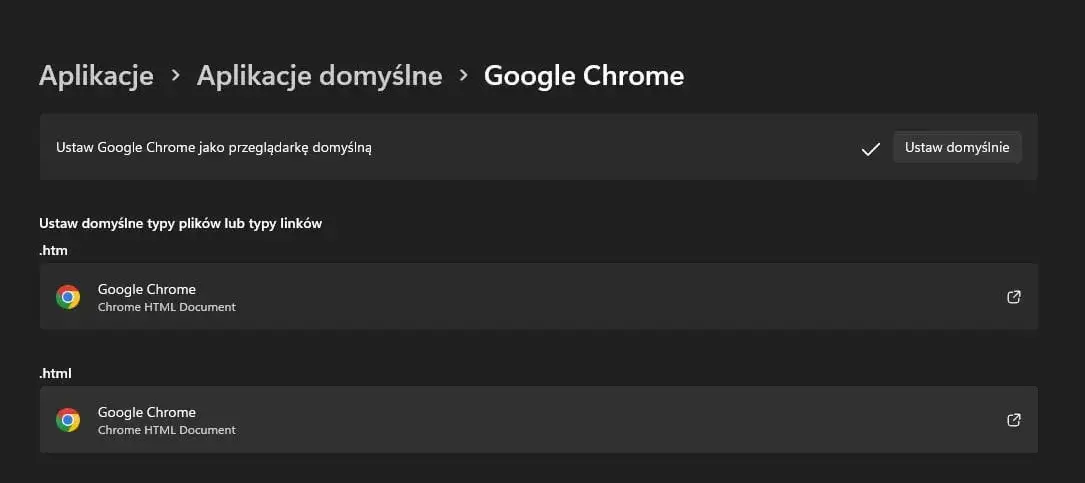 Ustawienia domyślnej przeglądarki Chrome Android