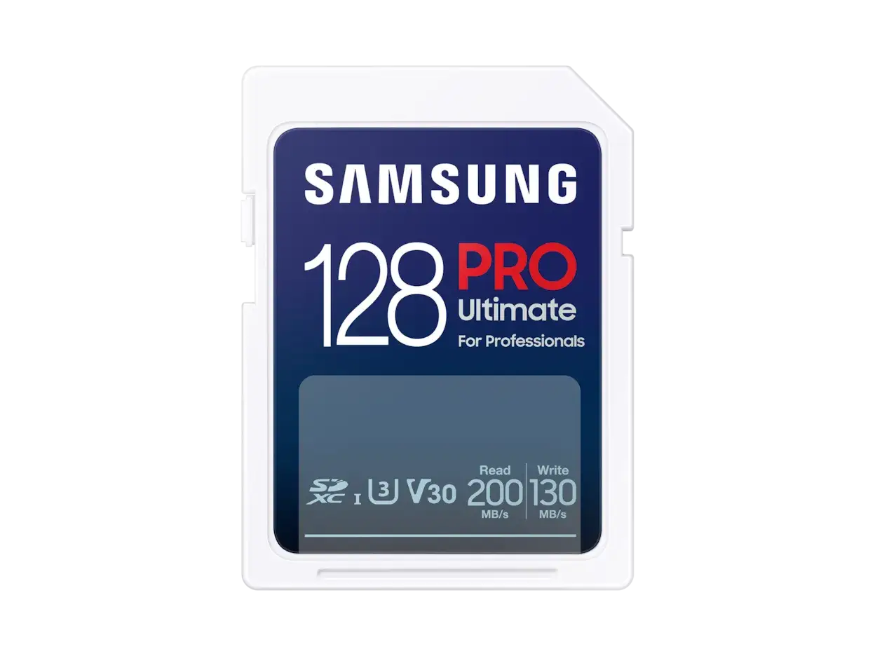 Karta pamięci Samsung PRO Ultimate 128 GB. Zastanawiasz się, 128 GB ile to zdjęć? Tyle miejsca na Twoje wspomnienia!