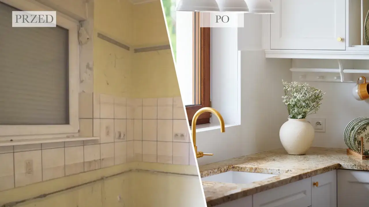 różne style remontu kuchni przed i po