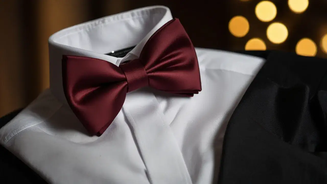 Zdjęcie Stylizacje z bordową muchą: Eleganckie pomysły na każdą okazję