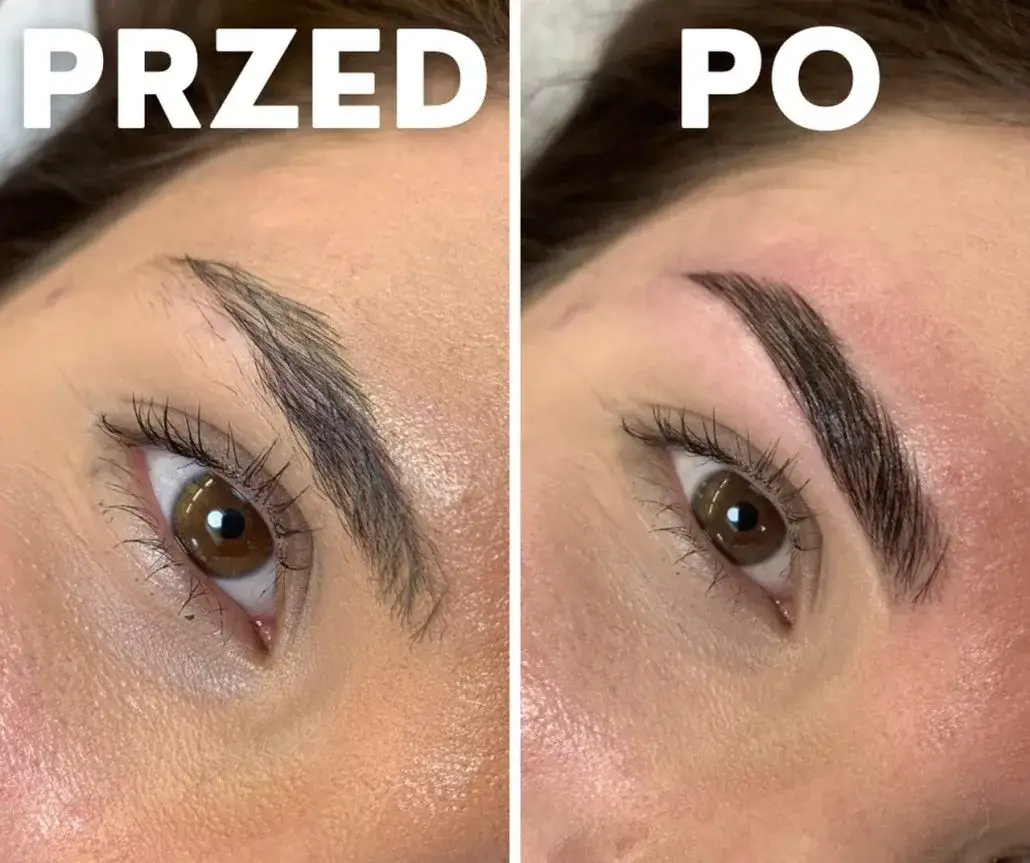 stylizacja brwi przed i po henna regulacja
