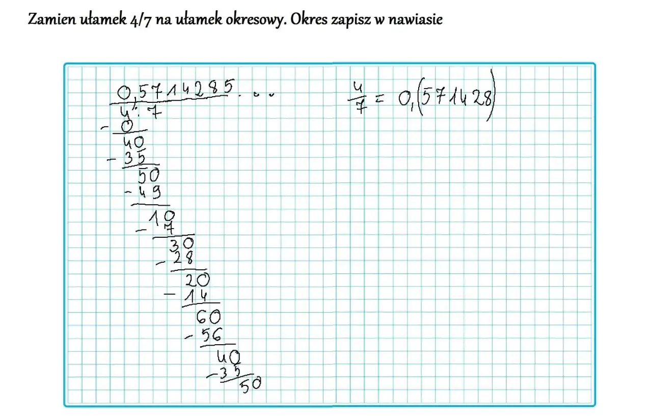 ułamek okresowy przykład zapis
