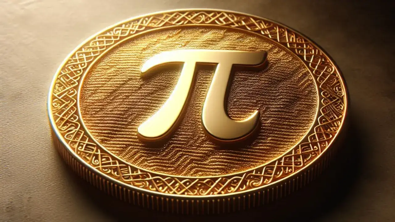 Złota moneta z symbolem Pi, symbolizująca nadzieję na przyszłość pi network kiedy na giełdzie.