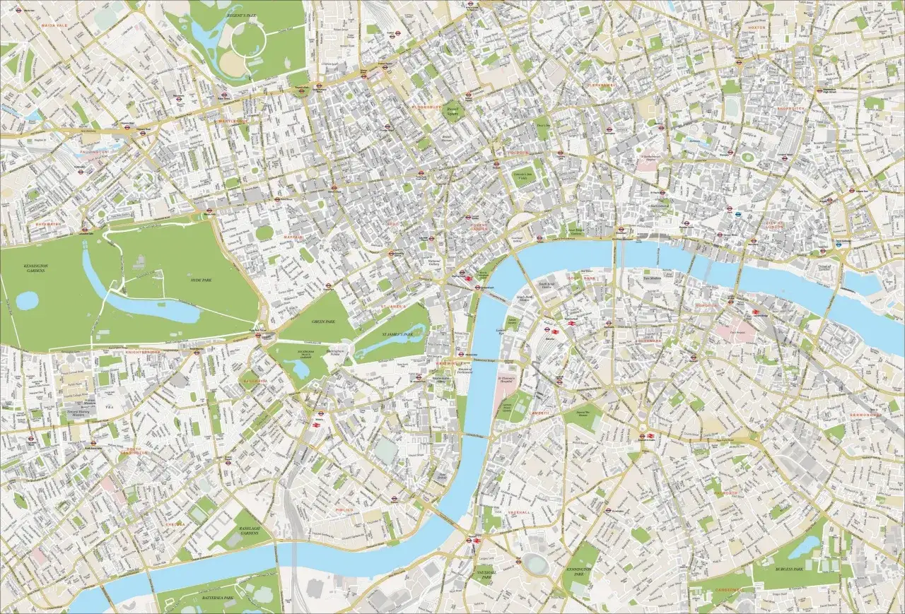 Mappa di Londra con itinerari per quartiere