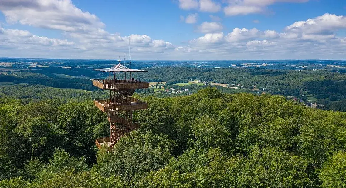 Widok z Wieżycy Kaszuby panorama