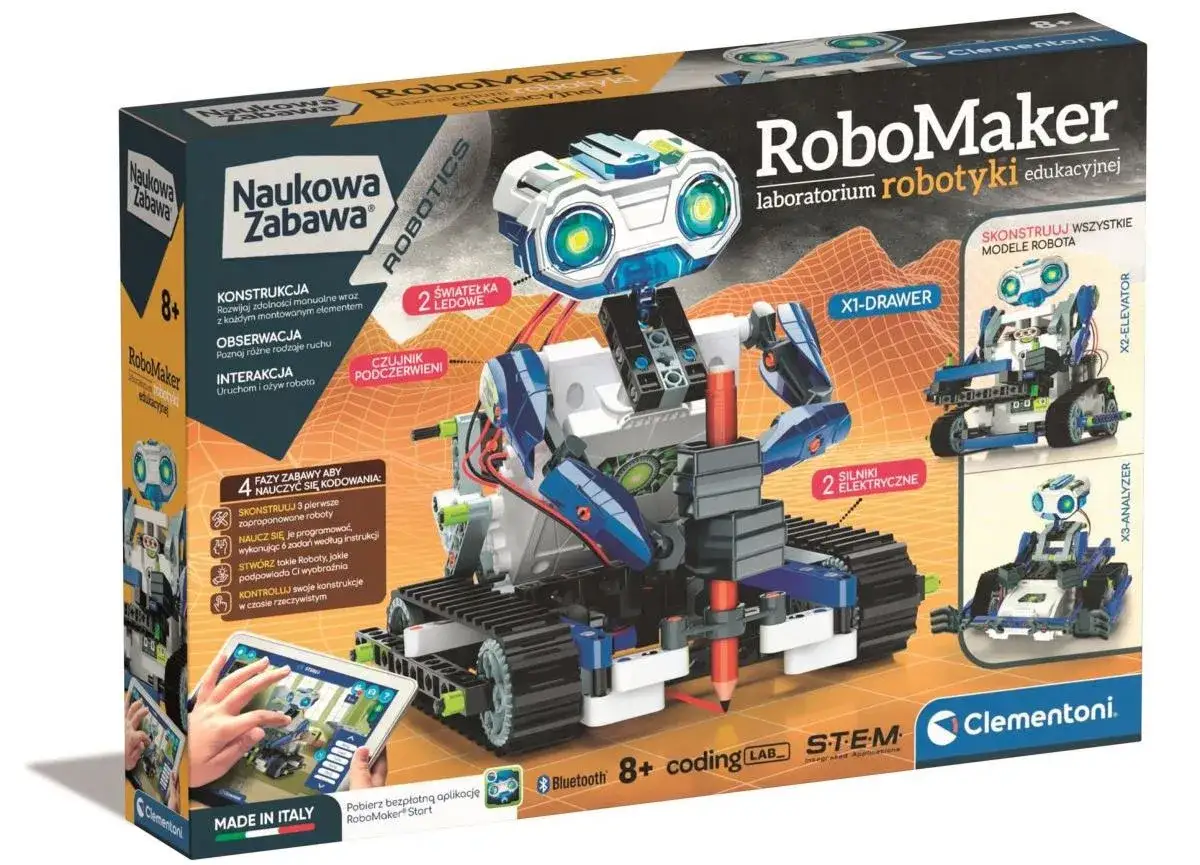 Zestaw Clementoni RoboMaker: naukowa zabawa z robotyką. Buduj, programuj i odkrywaj świat STEM.