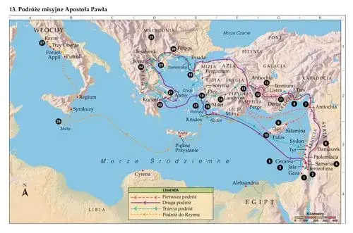 Mapa pierwszej podr&oacute;ży misyjnej św. Pawła