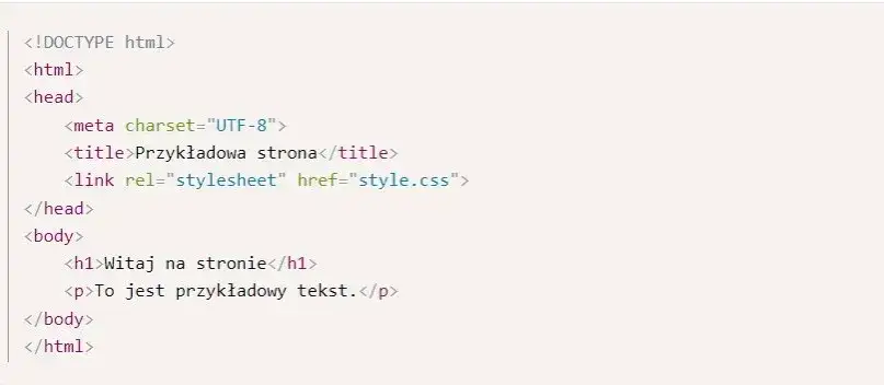 CSS wewnętrzny przykład kodu head
