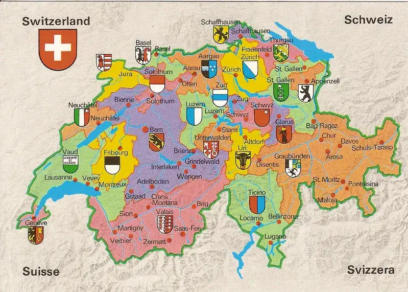 Mapa cen nieruchomości w Szwajcarii według kanton&oacute;w