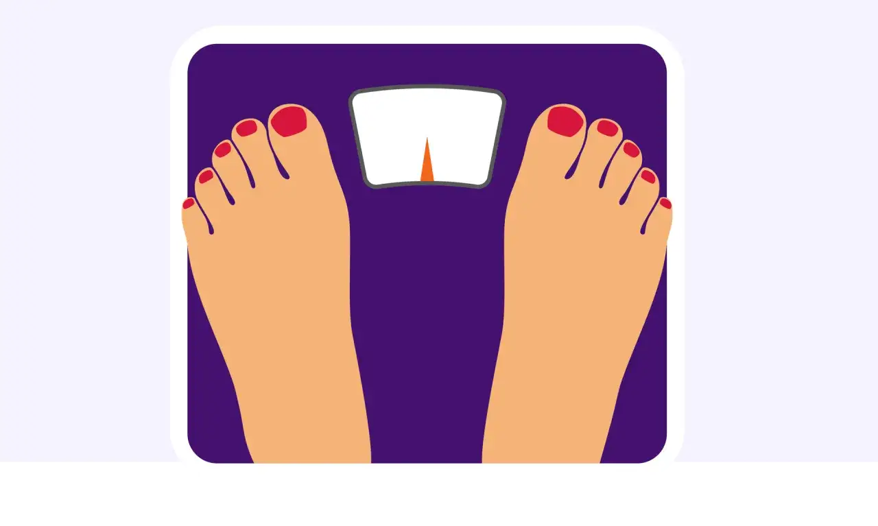 Stopy na wadze, symbolizujące tycie po rzuceniu palenia.