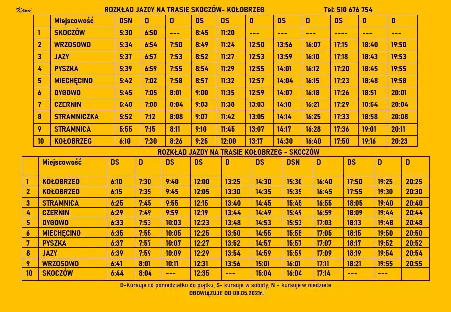 Autobus Kołobrzeg Sianożęty