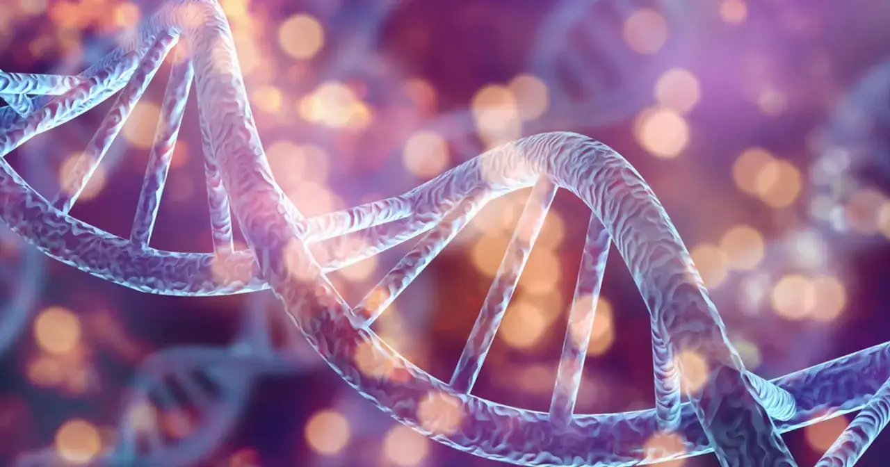 Molekuła DNA, symbolizująca genetykę i pytania o to, czy schizofrenia jest dziedziczna.