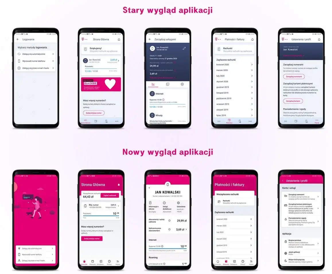 M&oacute;j T-Mobile aplikacja zrzut ekranu ekran gł&oacute;wny