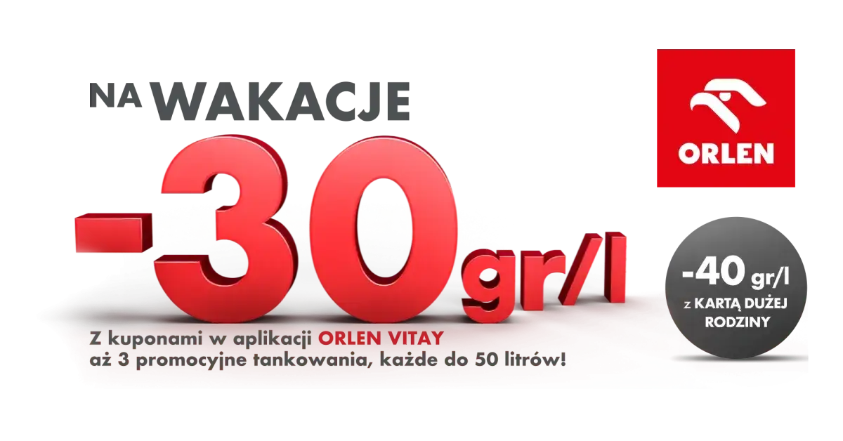 Aplikacja Orlen Vitay, Karta Dużej Rodziny, promocje na stacjach paliw