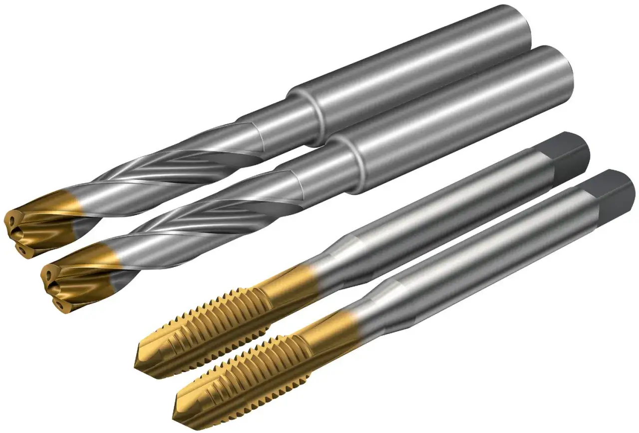 Dwa wiertła i dwa gwintowniki, idealne do przygotowania otworu pod gwint M16.