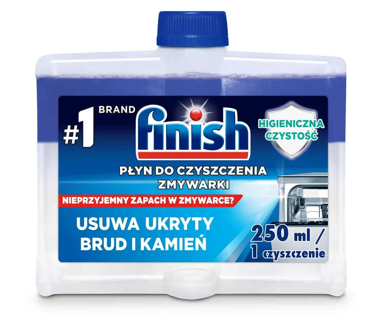 Różne produkty Finish do czyszczenia zmywarki