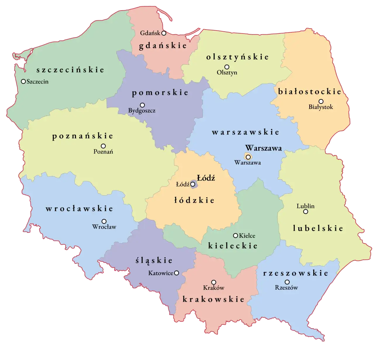 Mapa Polski z zaznaczonym wojew&oacute;dztwem zachodniopomorskim