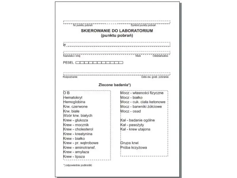 skierowanie do laboratorium, laboratorium medyczne