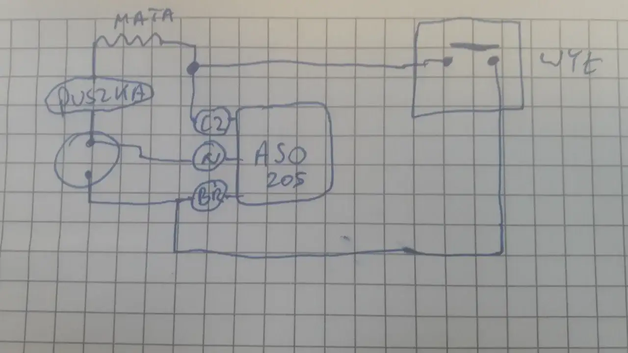 Schemat podłączenia maty grzewczej pod lustro
