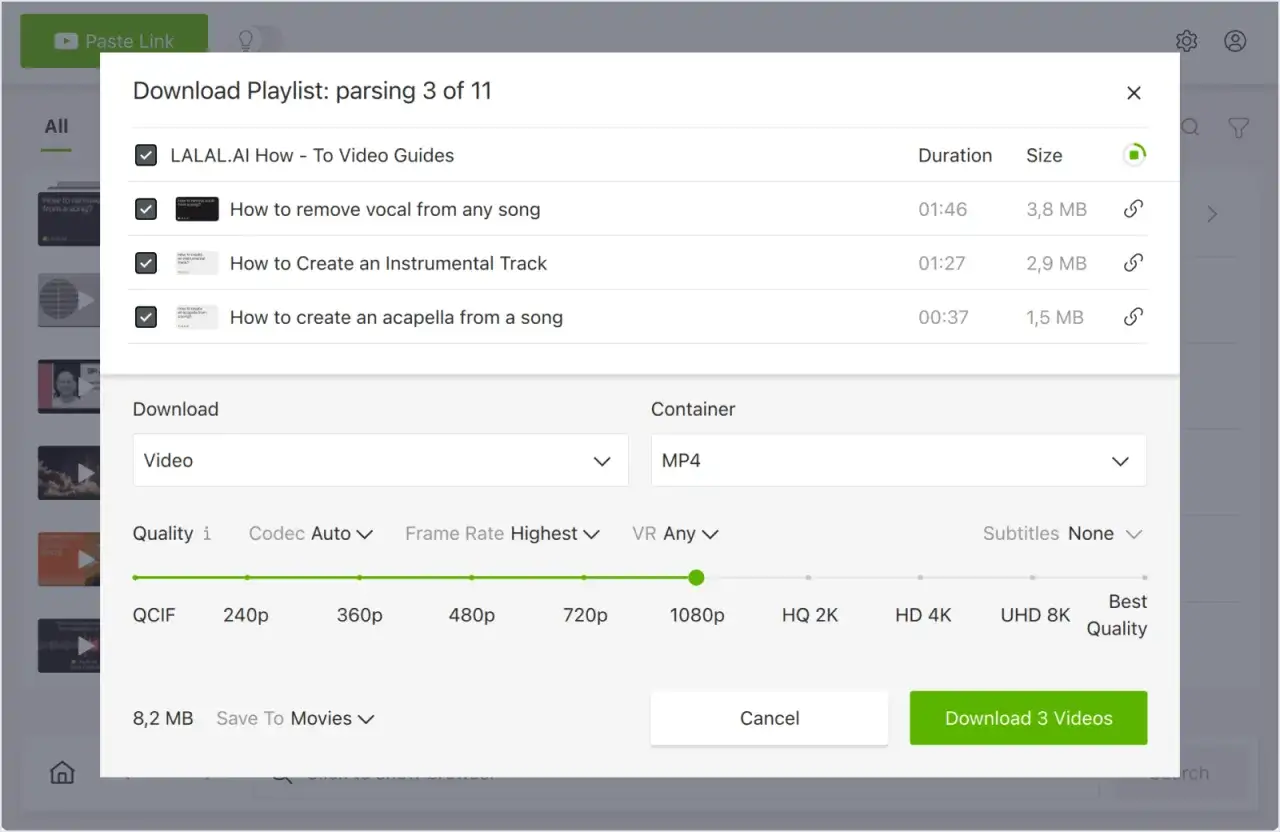 interfejs programu 4K Video Downloader