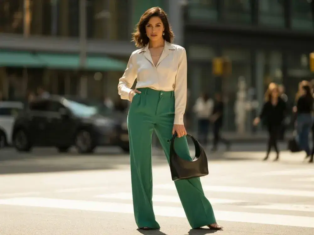 Zielone spodnie r&oacute;żne fasony bluzek