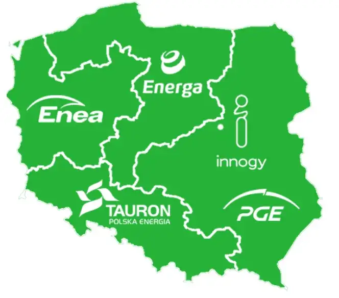 mapa operator&oacute;w systemu dystrybucyjnego Polska, loga OSD