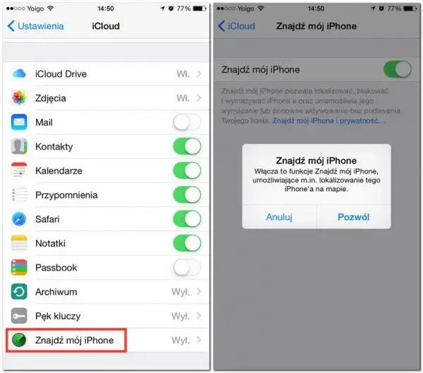 iPhone znajdź mój iphone ustawienia