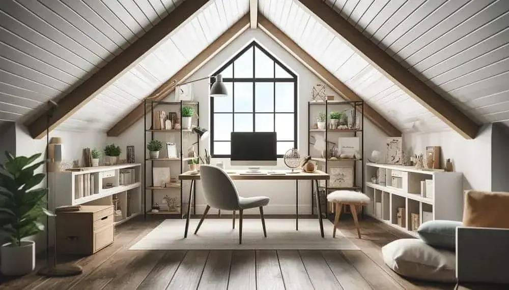domowe biuro poddasze skosy inspiracje