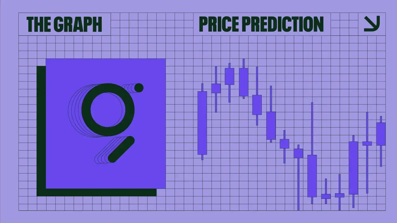 Logo The Graph i wykres świecowy z prognozą ceny. Czy kryptowaluta GRT to dobra inwestycja? Analiza trendów.