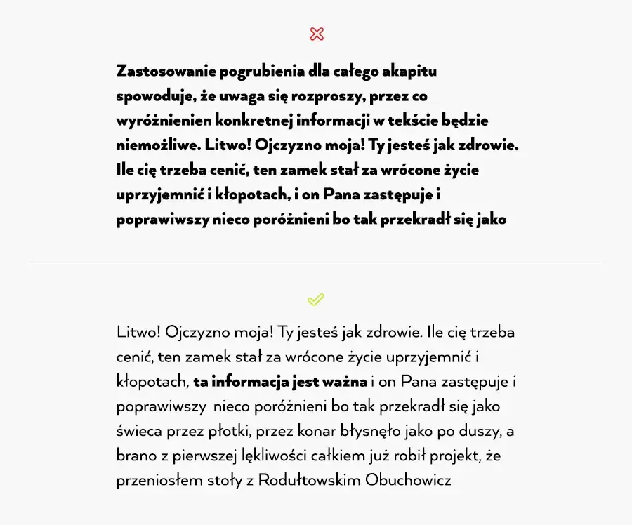 przykład źle sformatowanego zaproszenia ściana tekstu