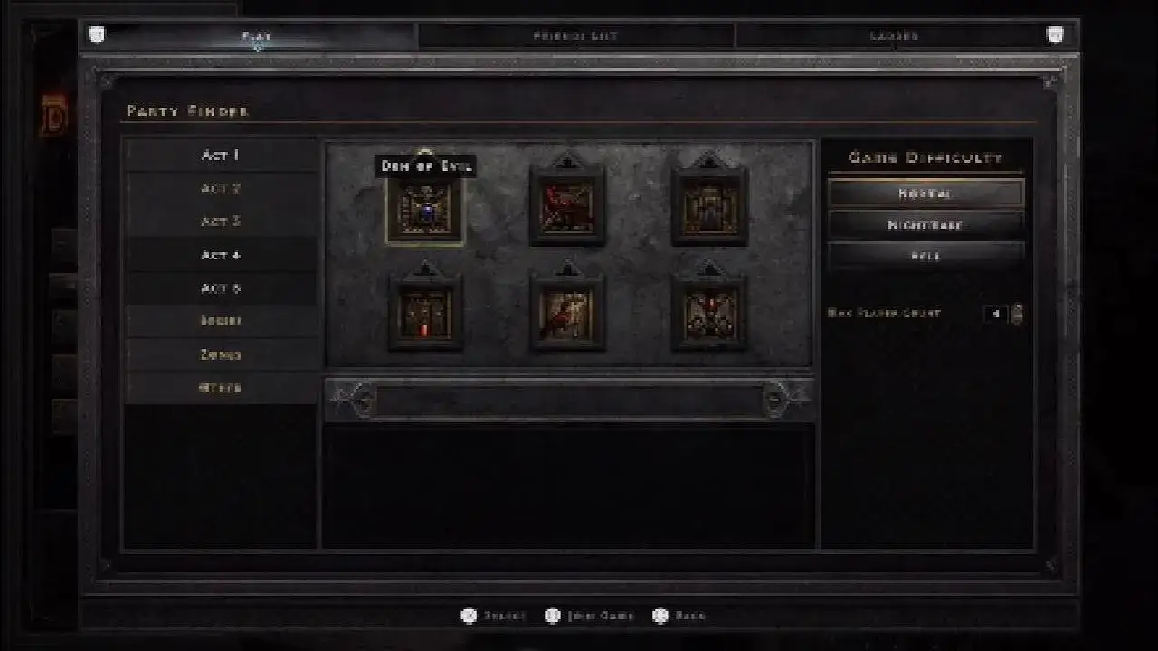 Diablo 2 Resurrected PS4 ekran zapraszania znajomych