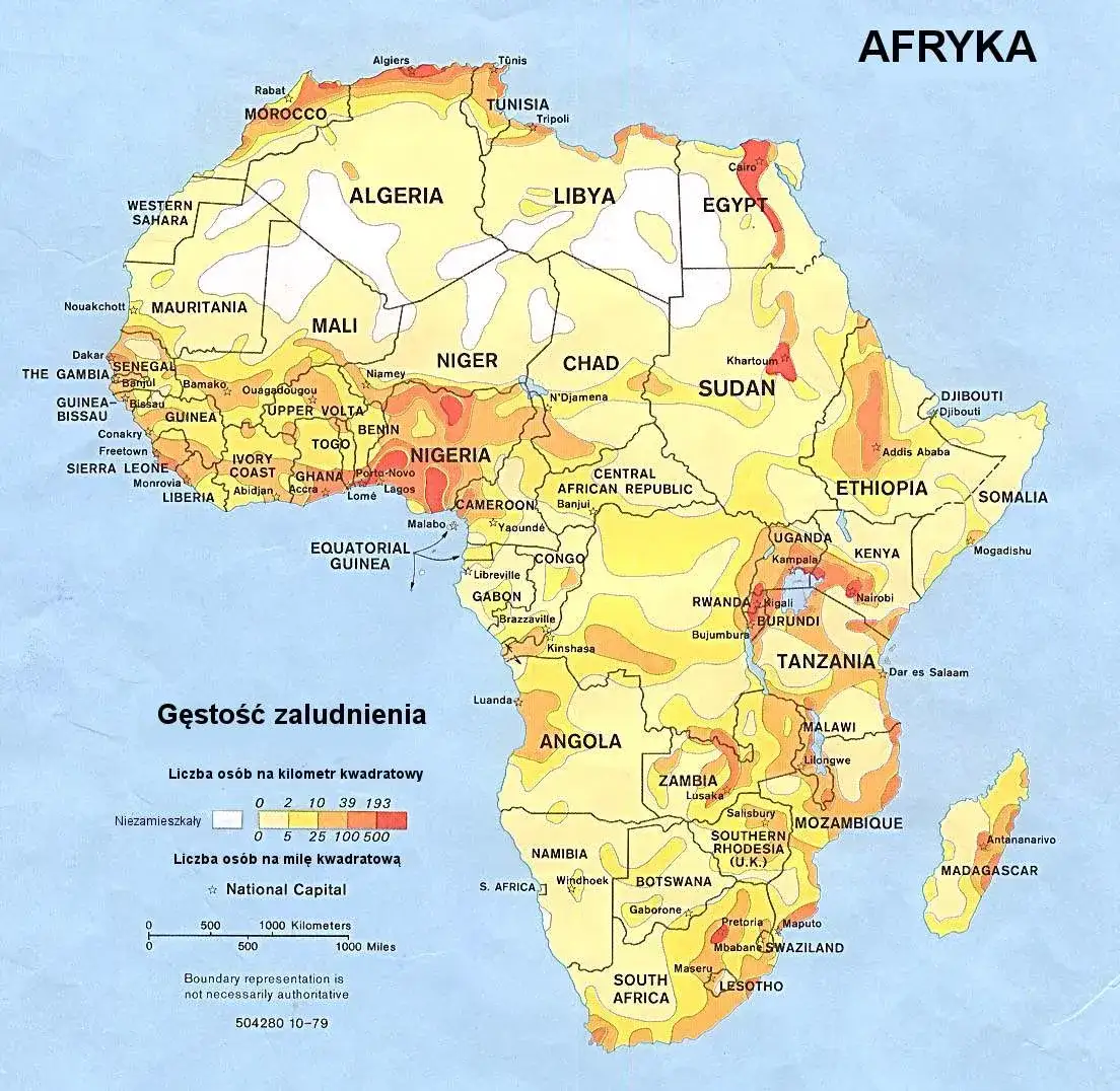 Mapa Afryki z danymi demograficznymi lub infografika populacji Afryki